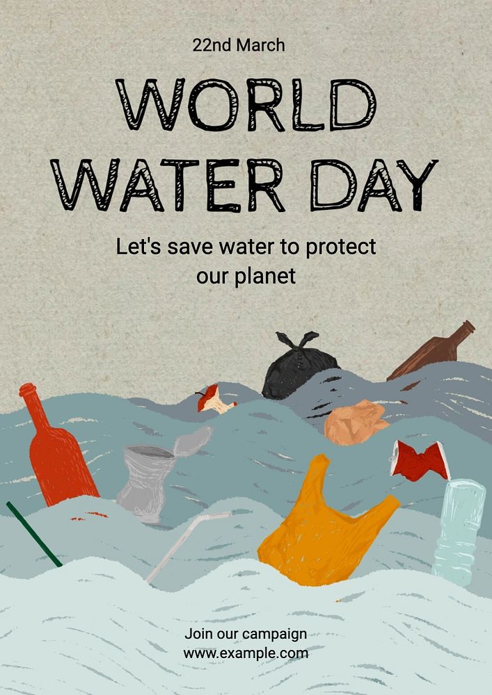 World water day poster template, editable text and design