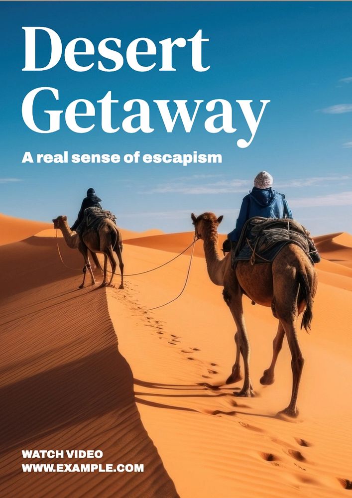 Desert getaway poster template, editable text and design