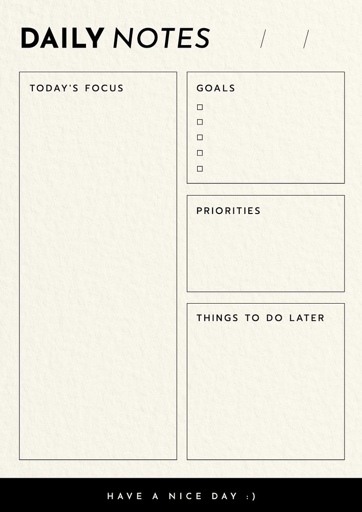 Daily notes template