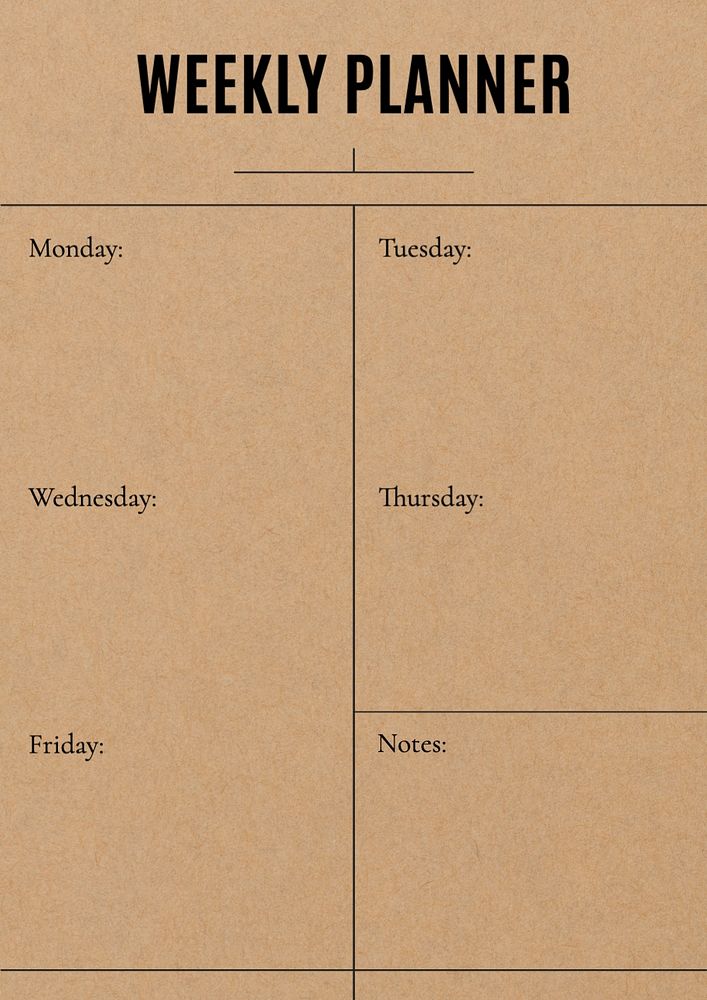 Weekly planner template