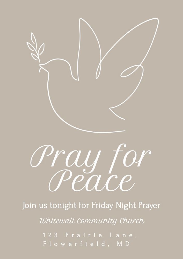 Pray for peace poster template, editable text and design