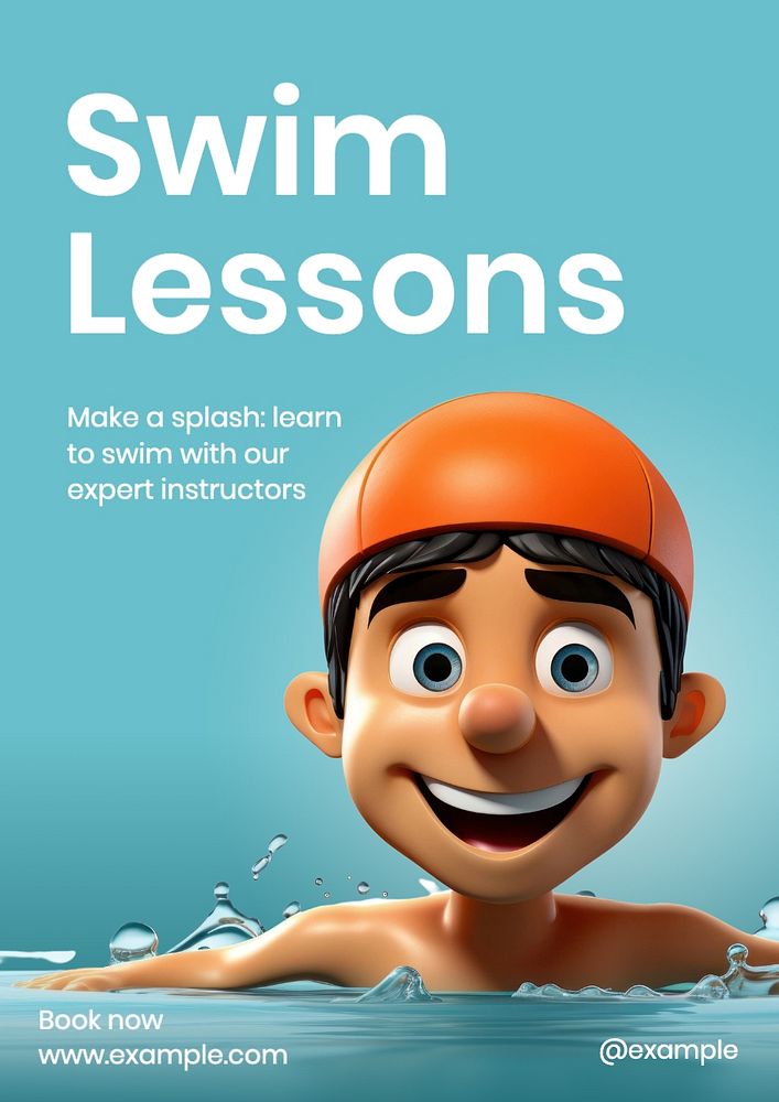 Swim lessons poster template and design