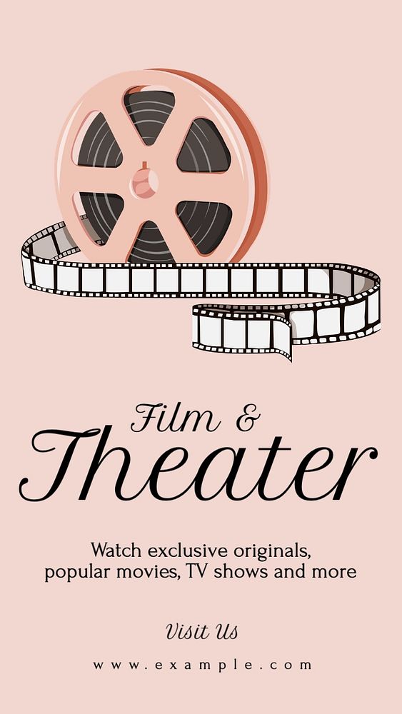 Film & theater Instagram story template, editable text