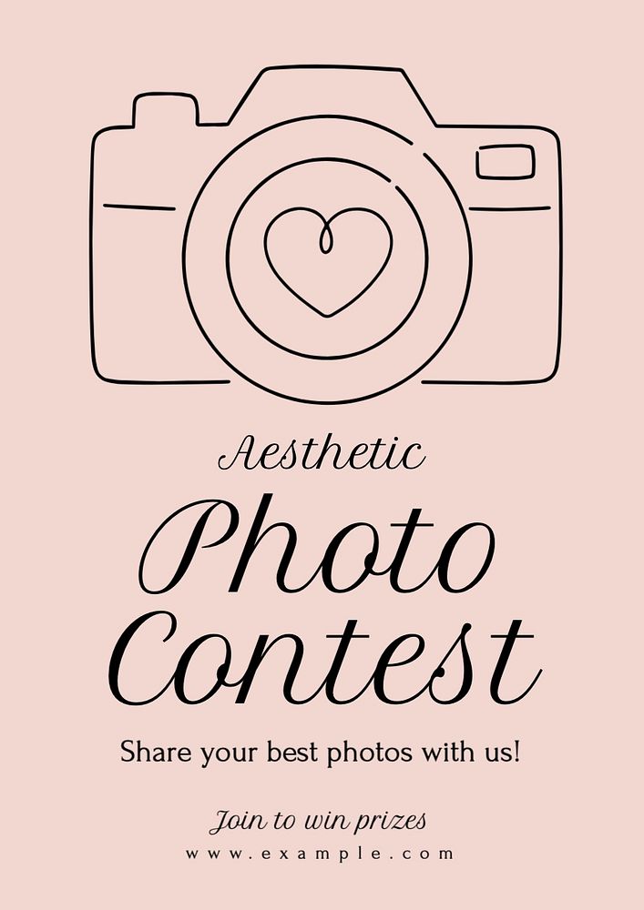 Aesthetic photo contest poster template, editable text and design