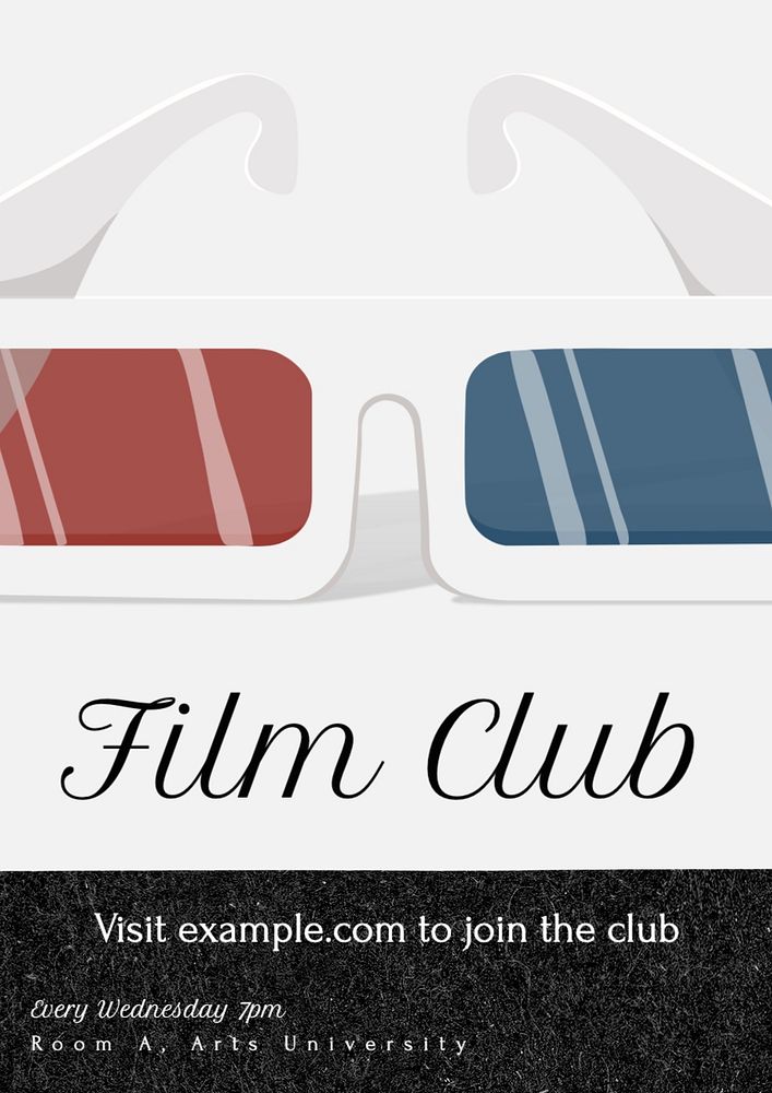 Film club poster template, editable text and design