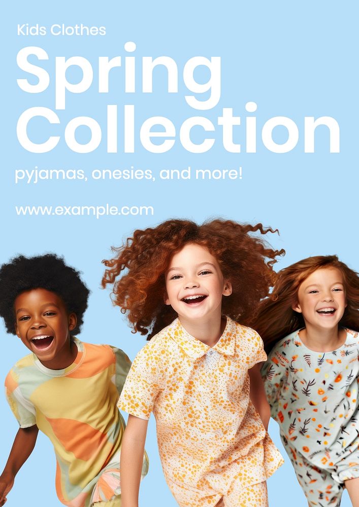 Kids spring collection poster template, editable text and design