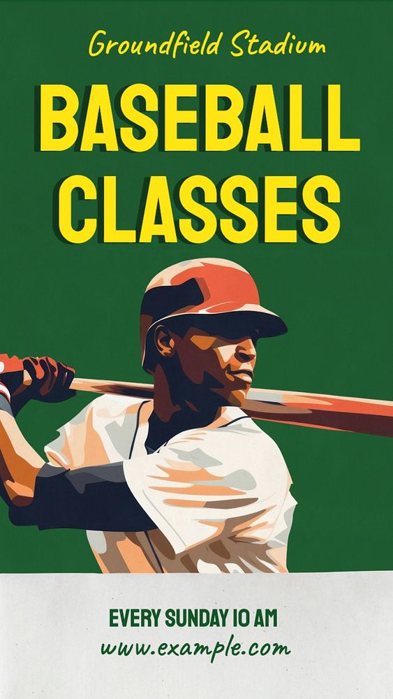 Baseball classes Instagram story template, editable text