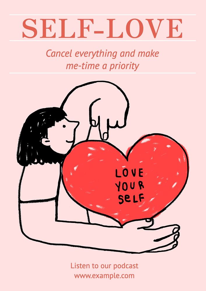 Self-love poster template, editable text and design