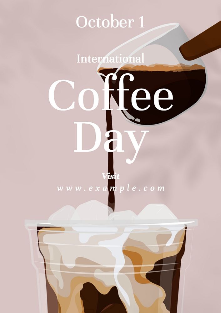 International coffee day poster template, editable text and design