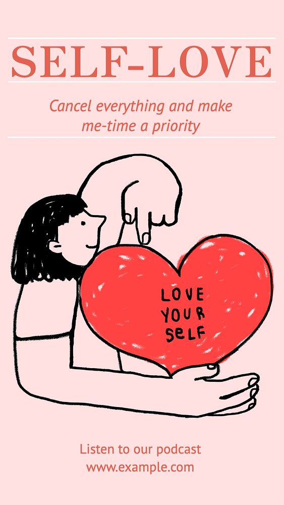 Self-love Instagram story template, editable text