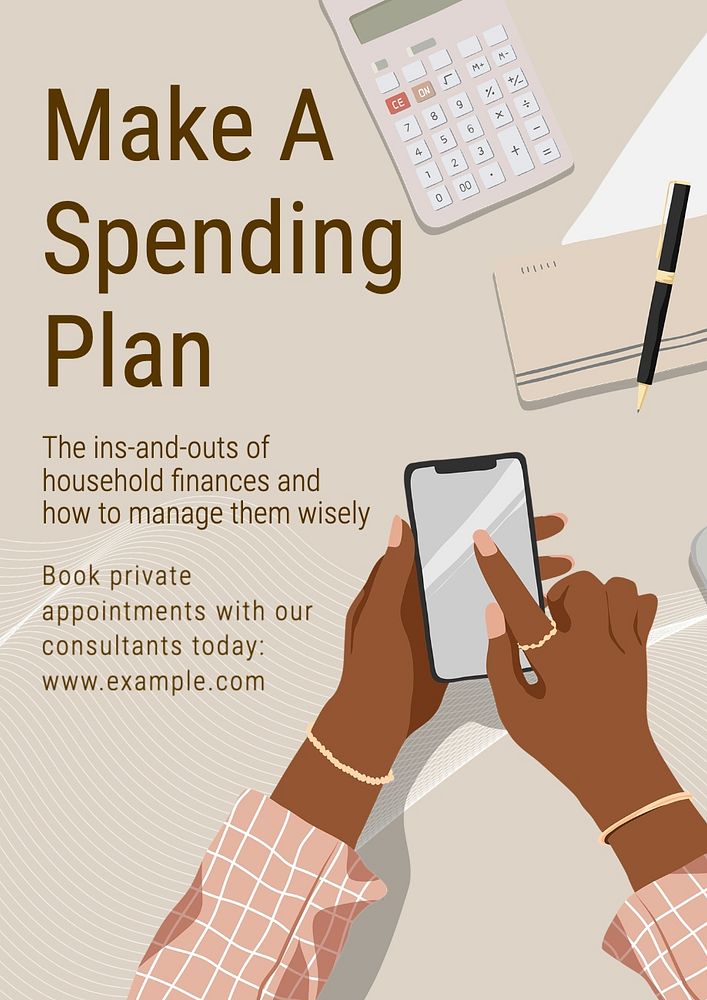 Spending plan poster template, editable text and design