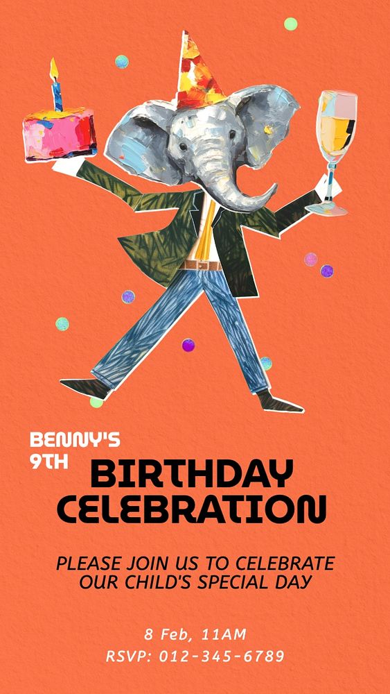 Birthday celebration Instagram story template, editable text