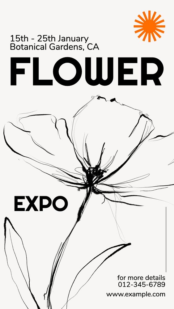 Flower expo Instagram story template, editable text