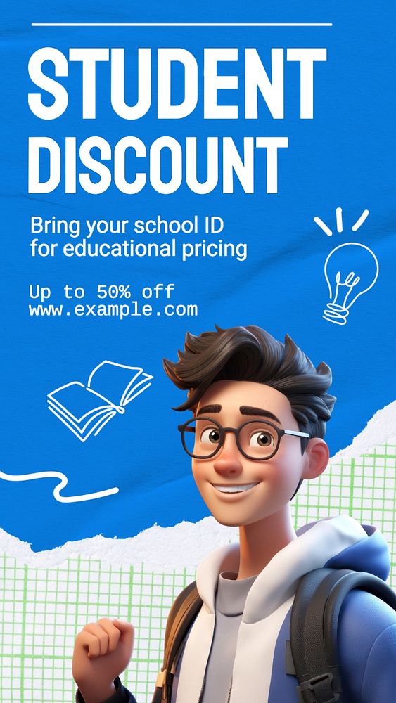 Student discount Instagram story template, editable text