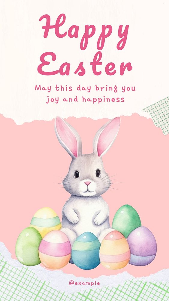 Happy Easter Instagram story template, editable text