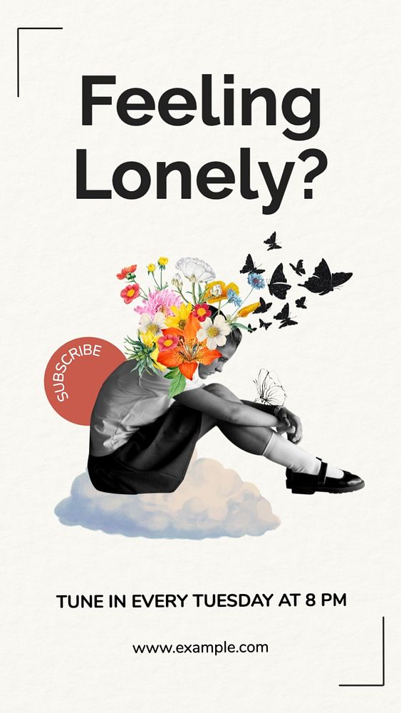 Loneliness podcast Instagram story template, editable text