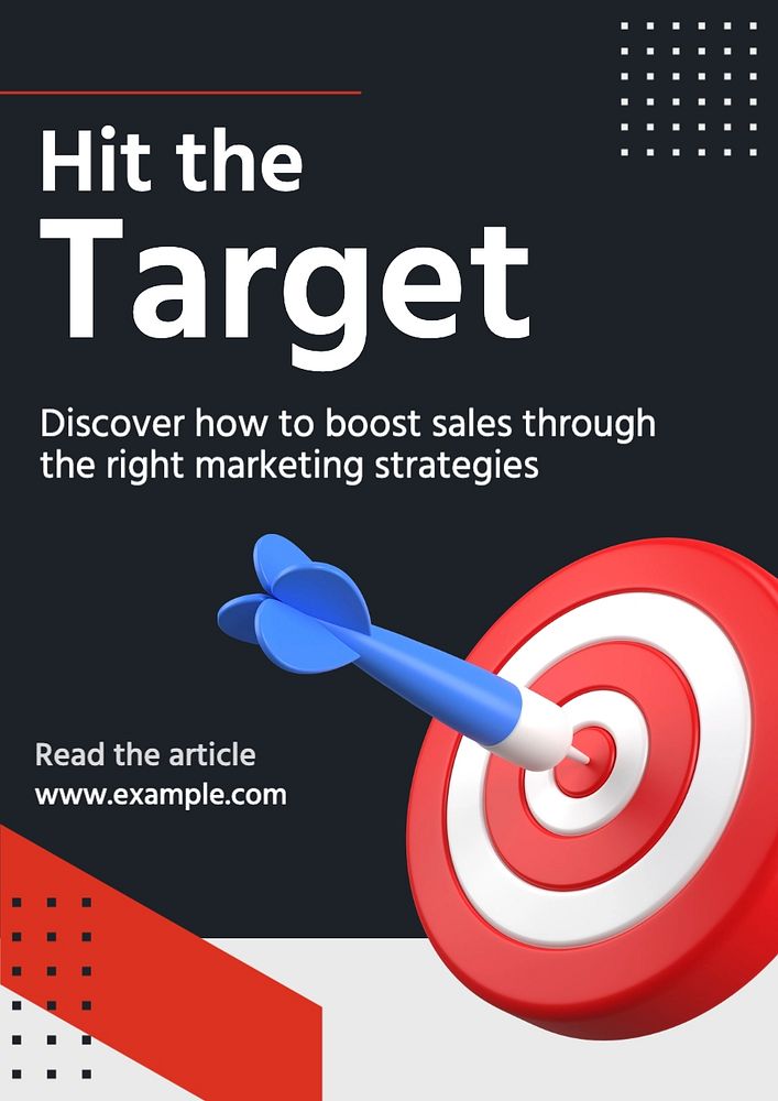 Sales target article poster template, editable text and design