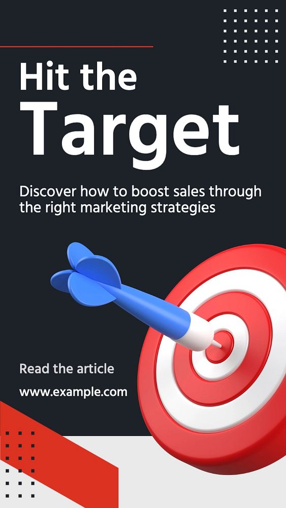 Sales target article Instagram story template, editable text