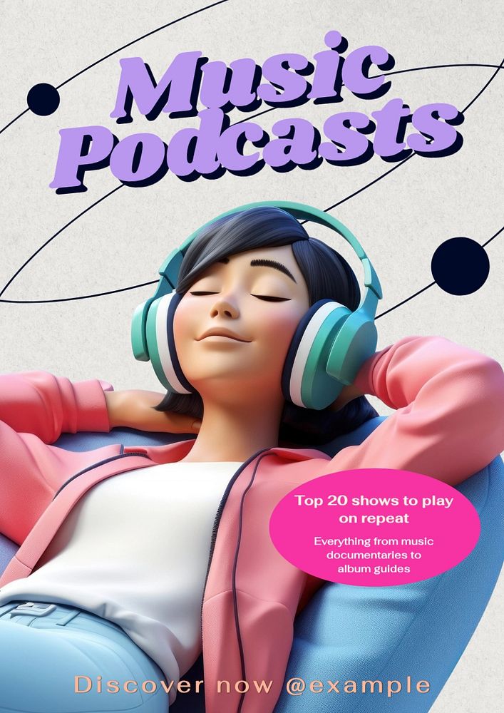 Music podcasts poster template, editable text and design