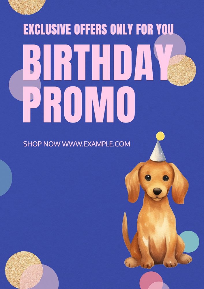 Birthday promo poster template, editable text and design