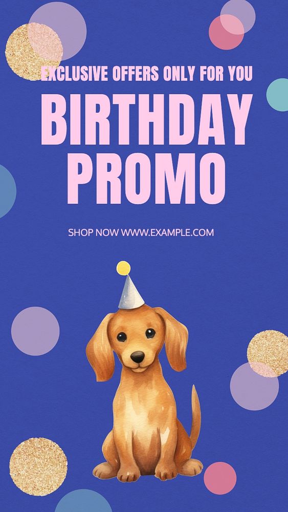 Birthday promo Instagram story template, editable text