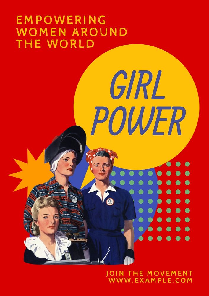 Girl power poster template, editable text and design