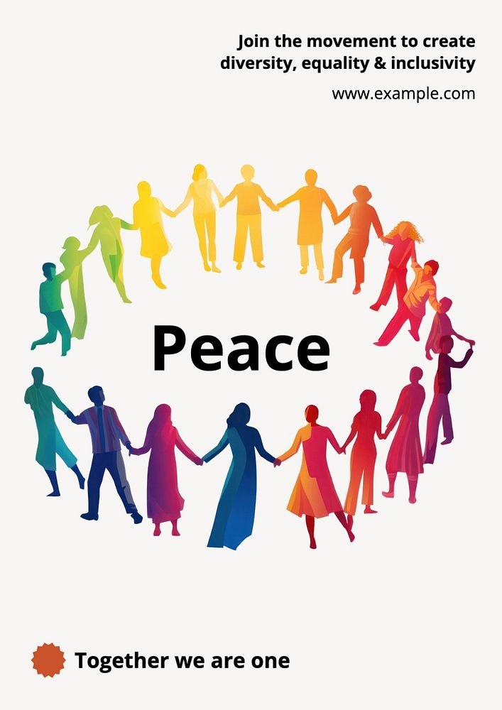 Peace, diversity & equality poster template, editable text and design