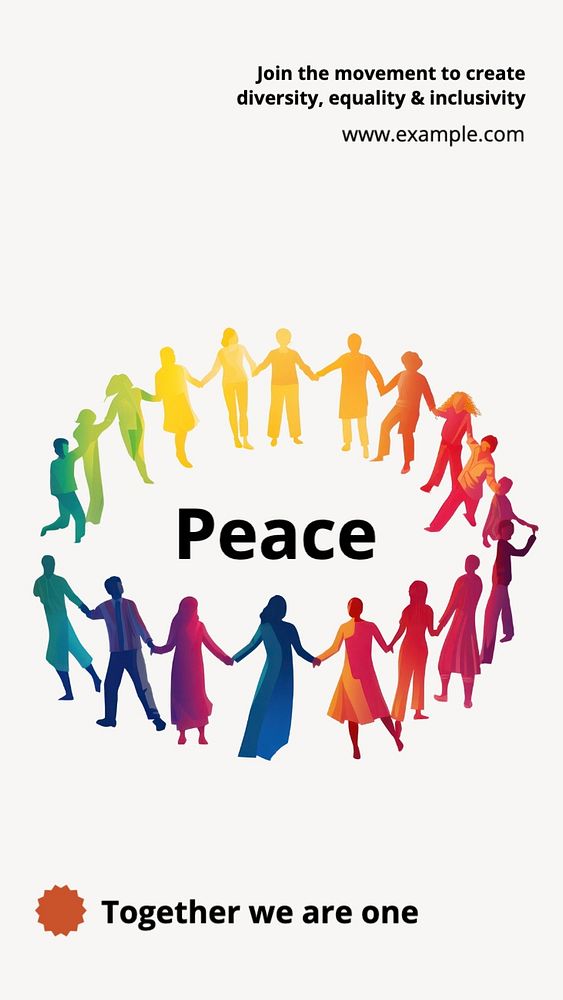 Peace, diversity & equality Instagram story template, editable text