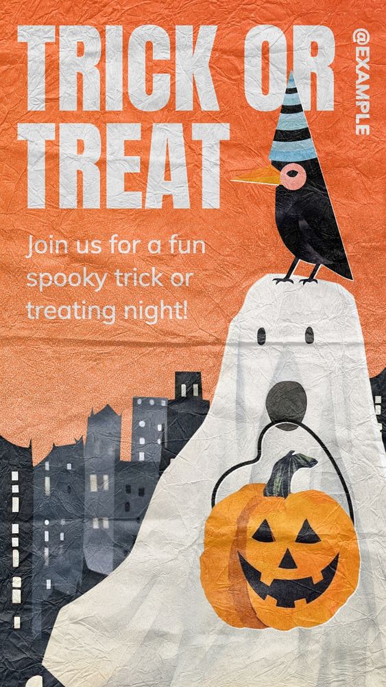 Trick or treat Instagram story template, editable text