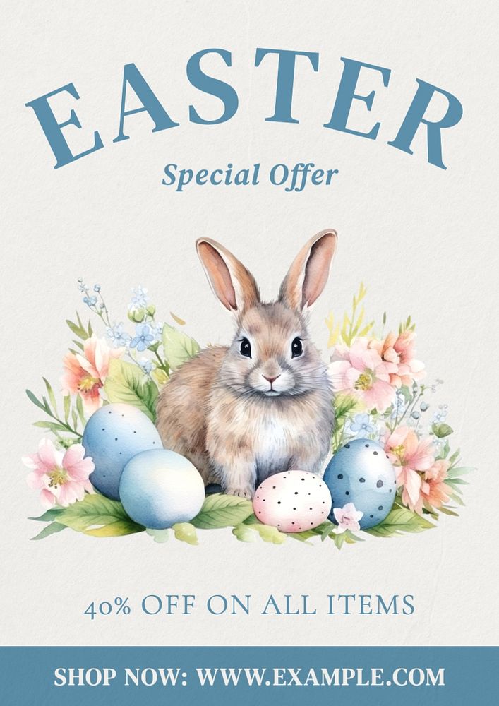 Easter sale poster template, editable text and design