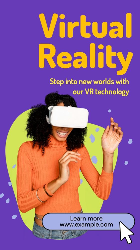 Virtual reality Instagram story template, editable text