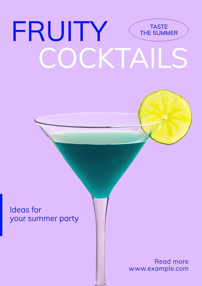 Fruity cocktails poster template, editable text and design