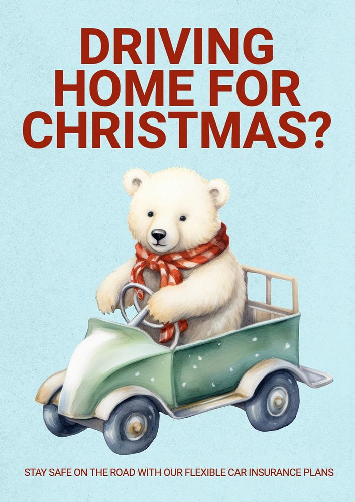 Christmas car insurance poster template and design