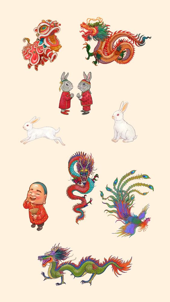 Editable Chinese new year element remix set