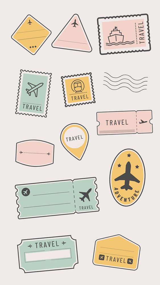 Editable postage stamp & travel remix set