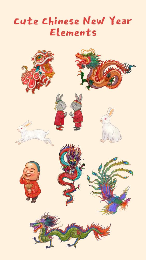 Editable Chinese new year element remix set