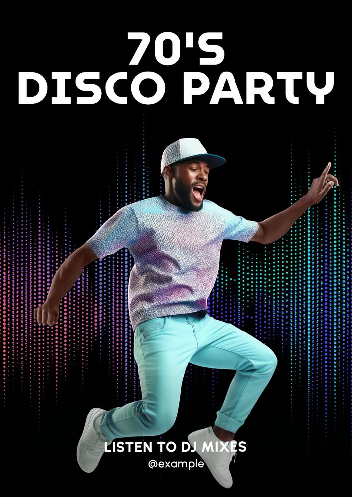 Disco party poster template and design