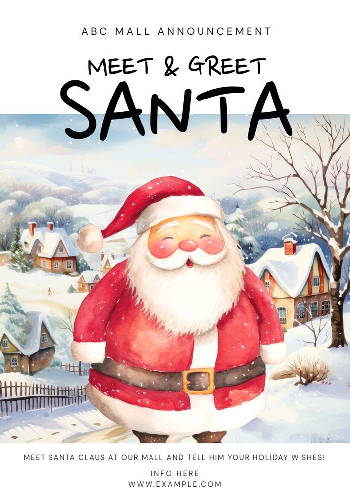 Greet Santa poster template and design