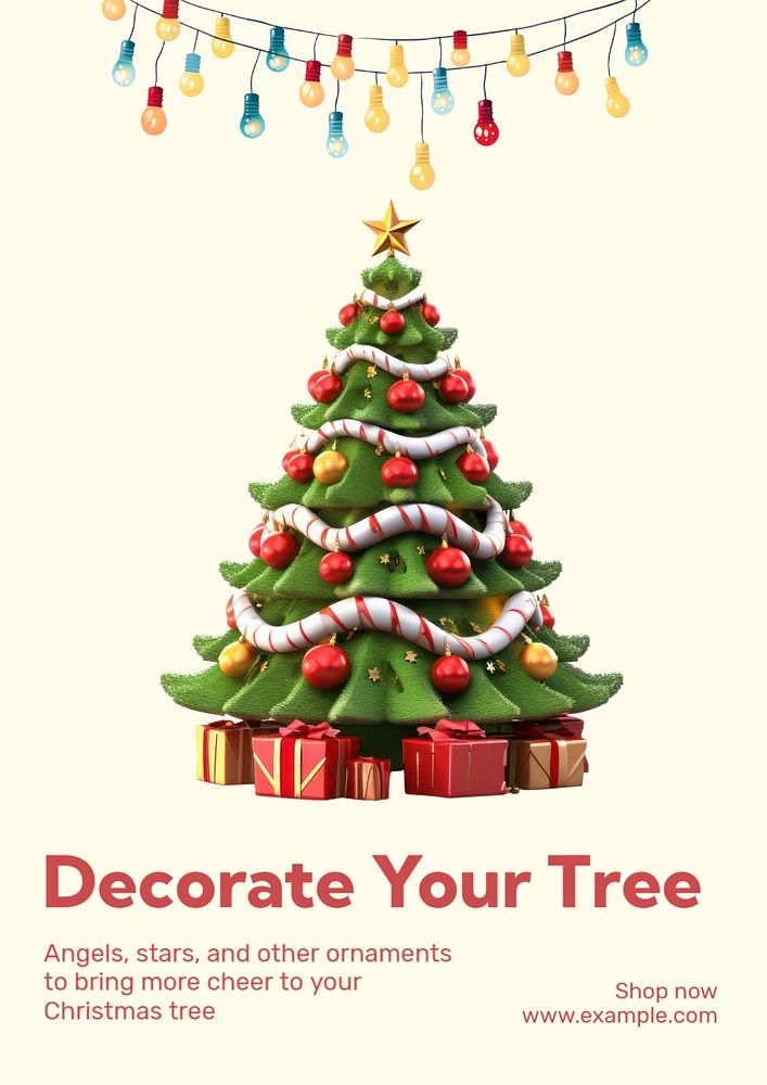 Christmas tree decoration poster template and design