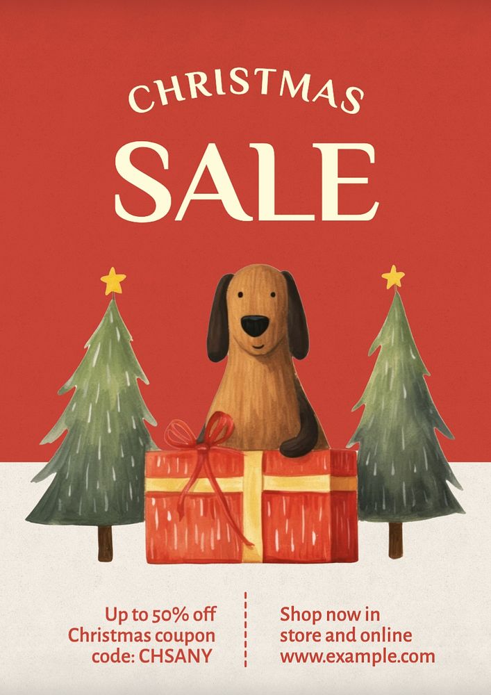 Christmas sale poster template and design