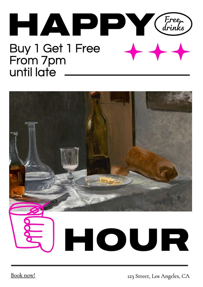 Happy hour poster template and design