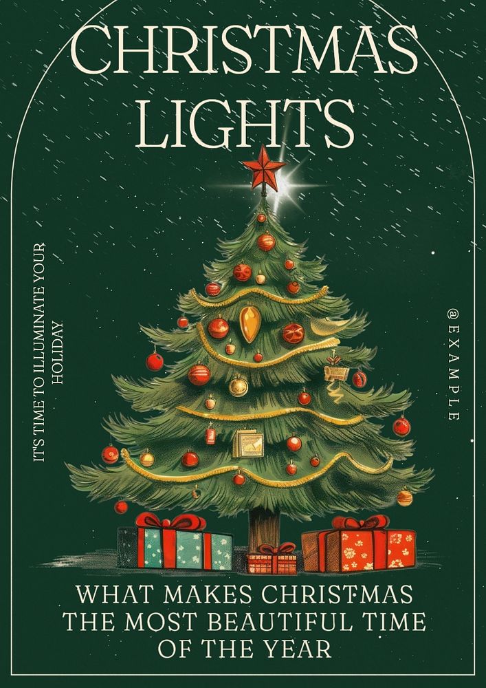 Christmas lights poster template and design