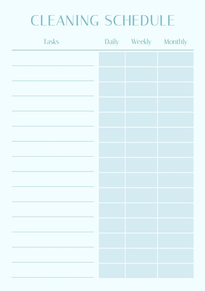 Cleaning schedule template