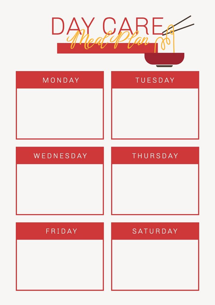 Meal planner template