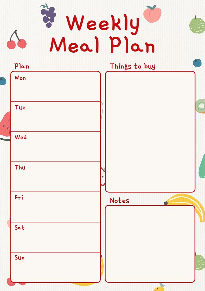 Meal planner template