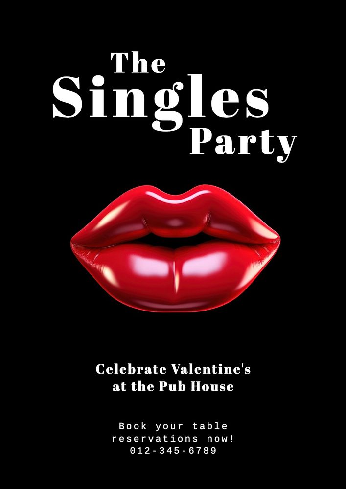 Singles party valentines poster template and design