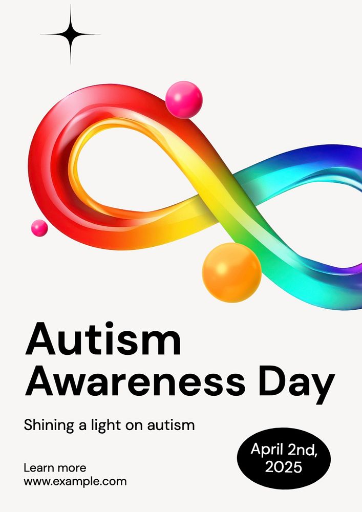 Autism awareness day poster template, editable text and design