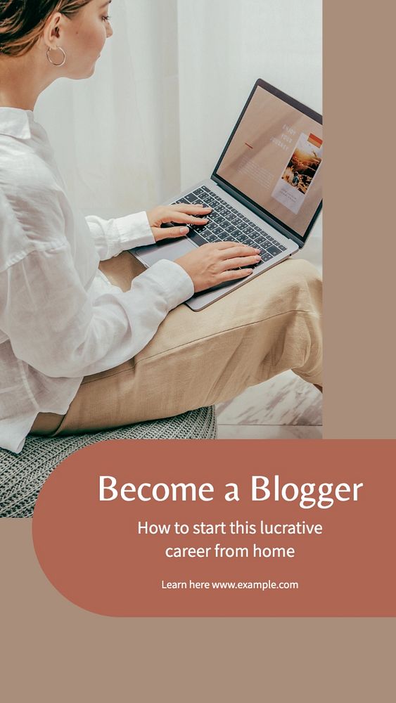 Become a blogger Instagram story template, editable text