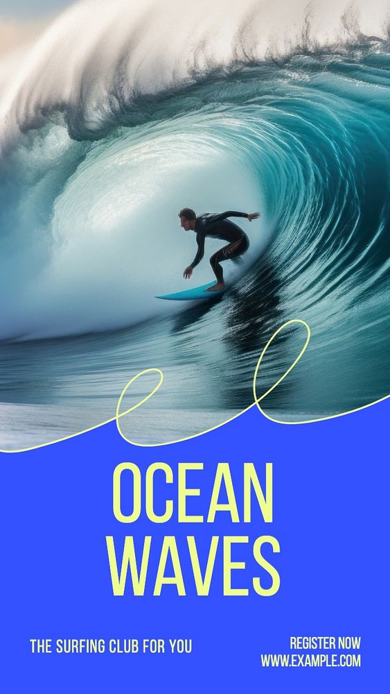 Ocean waves Instagram story template, editable text