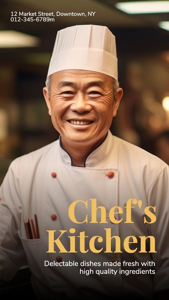 Chef's kitchen Instagram story template, editable text